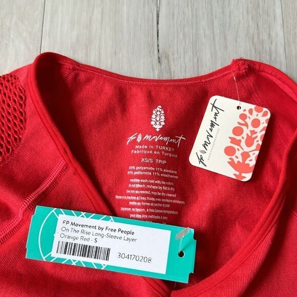 FP Movement By Free‎ People On The Rise Long-Sleeve Layer sz S Orange/red nwt - Picture 7 of 8